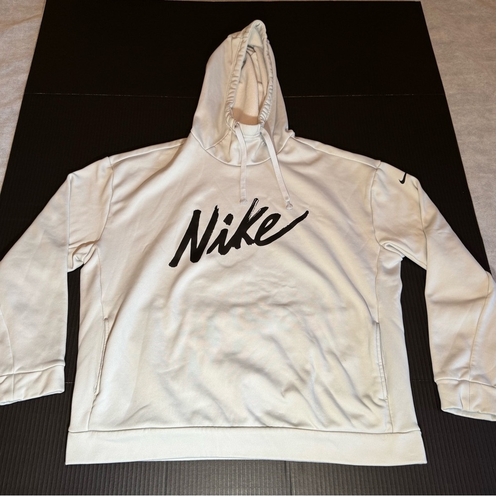 Nike Light Gray Pullover Hoodie with Classic Logo women’s Medium